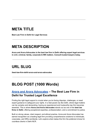 Best Law Firm in Delhi for Legal Services