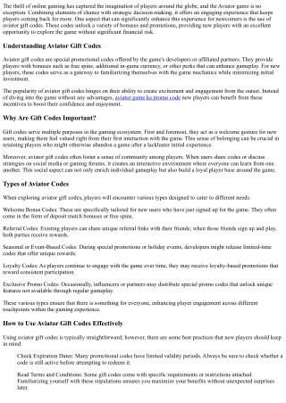 The Power of Aviator Gift Codes for New Players