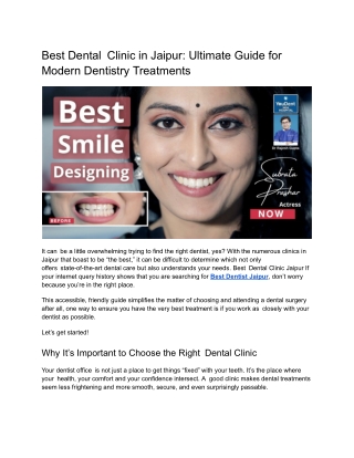 Best Dental Clinic in Jaipur: Ultimate Guide for Modern Dentistry Treatments
