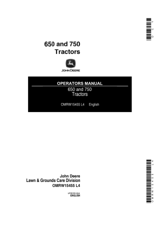 John Deere 750 Tractors Operator’s Manual Instant Download (Publication No.OMRW15455)