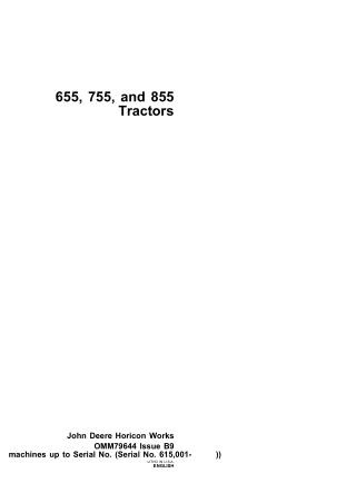 John Deere 755 Tractors Operator’s Manual Instant Download (PIN615001-) (Publication No. omm79644)