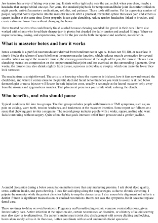 Botox for the Jaw: TMJ Relief and Aesthetic Slimming