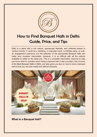 How to Find Banquet Halls in Delhi - Guide, Price, and Tips
