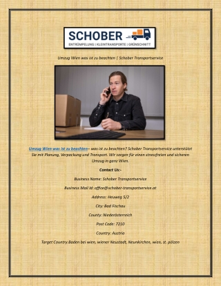 Umzug Wien was ist zu beachten  Schober Transportservice