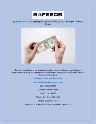 Road Runner Car Shipping | Enclosed & Military Auto Transport at Best Costs