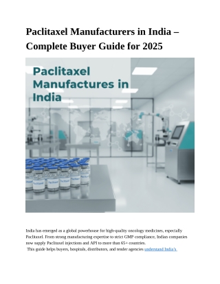 Paclitaxel Manufacturers in India