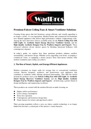 Premium Falcon Ceiling Fans & Smart Ventilator Solutions