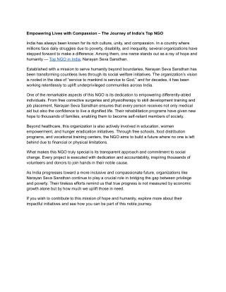 Top NGO in India: Creating Impact Through Compassion and Service