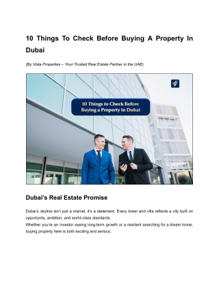 10 Things to Check Before Buying a Property in Dubai