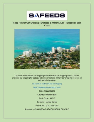 Road Runner Car Shipping | Enclosed & Military Auto Transport at Best Costs