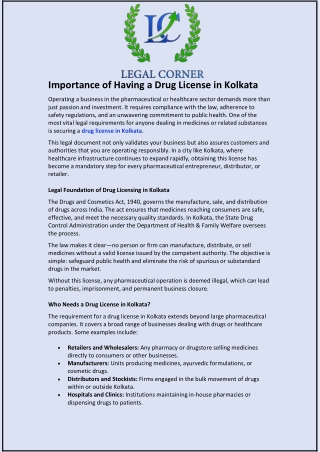 Importance of Having a Drug License in Kolkata