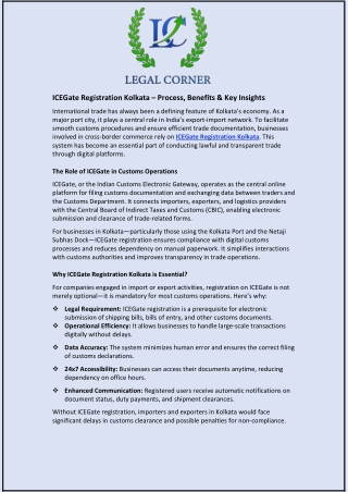 ICEGate Registration Kolkata – Process, Benefits & Key Insights