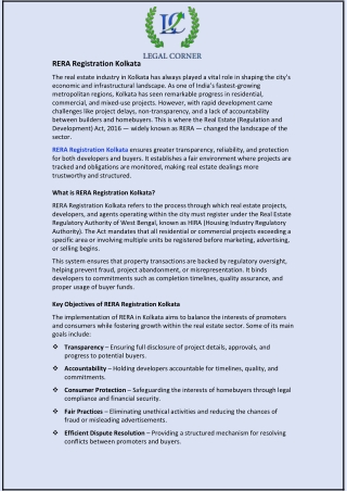 RERA Registration Kolkata