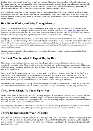 Your Botox Touch-Up Schedule: Timing for Optimal Results