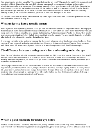 Under-Eye Botox: Risks, Benefits, and Alternatives