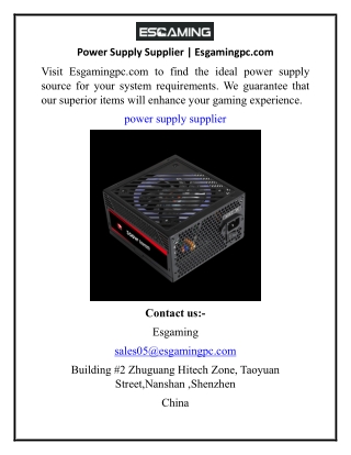 Power Supply Supplier  Esgamingpc.com