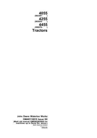 John Deere 4255 Tractors Operator’s Manual Instant Download (PIN4255003934- ) (Publication No.OMAR110015)