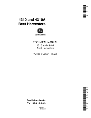 John Deere 4310A Beet Harvesters Service Repair Manual Instant Download