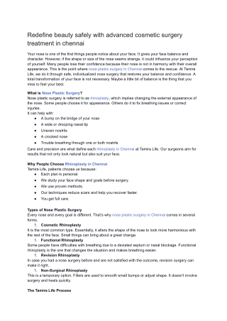 Redefine beauty safely with advanced cosmetic surgery treatment in chennai