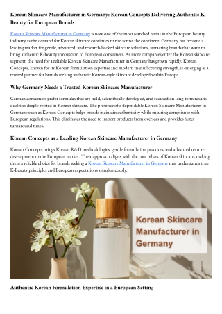 Korean Skincare Manufacturer in Germany