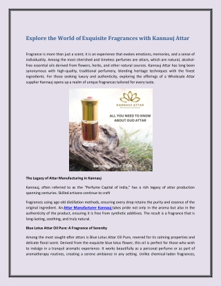 Explore the World of Exquisite Fragrances with Kannauj Attar