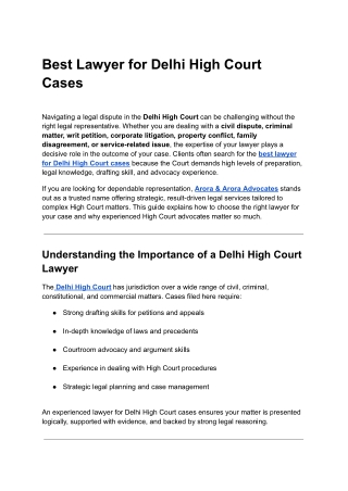 Best lawyer for Delhi High Court cases