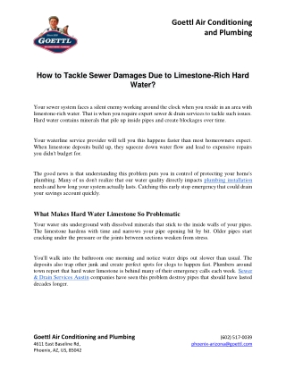 How to Tackle Sewer Damages Due to Limestone-Rich Hard Water?
