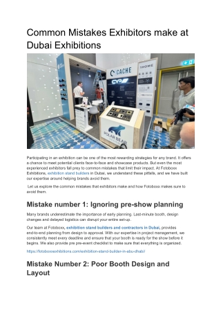 Common Mistakes Exhibitors make at Dubai Exhibitions