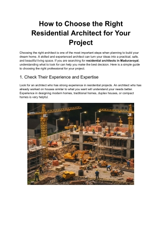 How to Choose the Right Residential Architect for Your Project