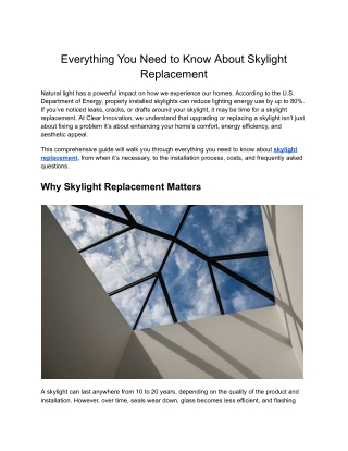 Everything you need to know about skylight replacement