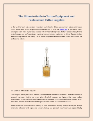 The Ultimate Guide to Tattoo Equipment and Professional Tattoo Supplies