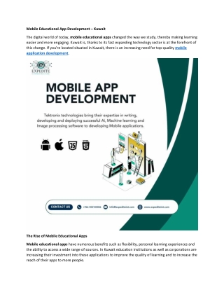 Mobile Educational App Development in Kuwait