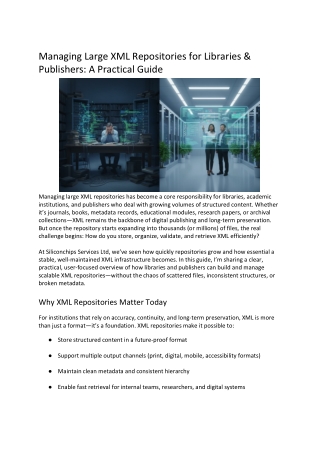 Managing Large XML Repositories for Libraries & Publishers_ A Practical Guide