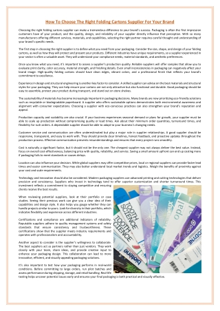 How To Choose The Right Folding Cartons Supplier For Your Brand