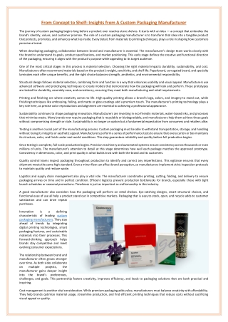 From Concept to Shelf: Insights from A Custom Packaging Manufacturer
