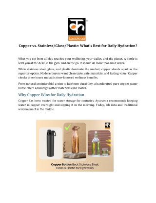 Copper vs. Stainless-Glass-Plastic- What’s Best for Daily Hydration