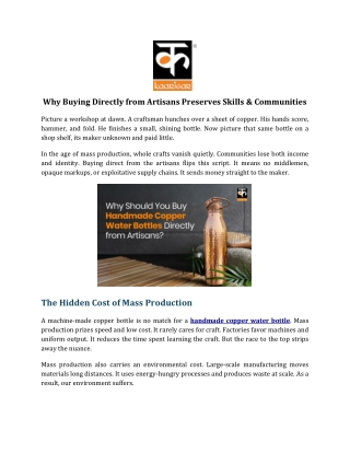 Why Buying Directly from Artisans Preserves Skills & Communities