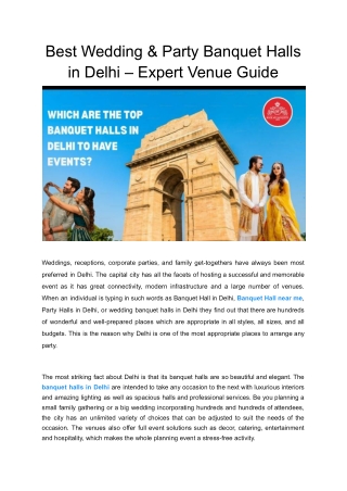 Planning an Event? Here’s How to Pick the Perfect Banquet Hall in Delhi