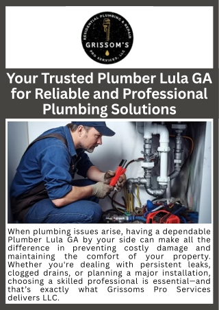 Your Trusted Plumber Lula GA for Reliable and Professional Plumbing Solutions