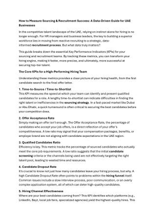 How to Measure Sourcing & Recruitment Success A Data-Driven Guide for UAE Businesses