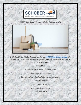 10 TOP Tipps für den Umzug  Schober Transportservice