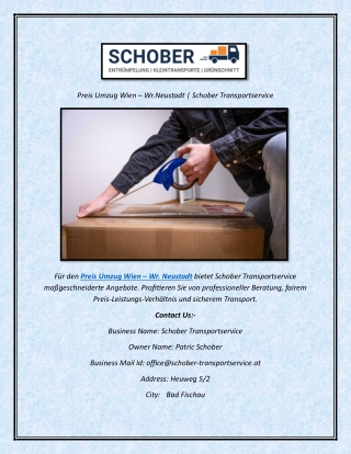 Preis Umzug Wien – Wr.Neustadt  Schober Transportservice