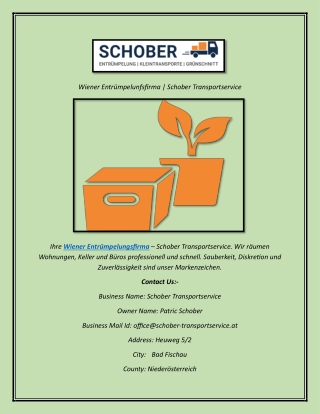 Wiener Entrümpelunfsfirma  Schober Transportservice