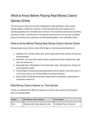 What to Know Before Playing Real Money Casino Games Online