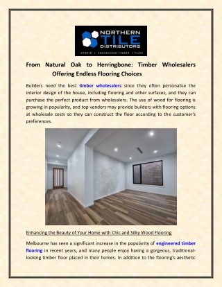 Timber Wholesalers Offering Endless Flooring Choices