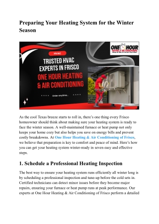 Reliable HVAC Installation in Frisco