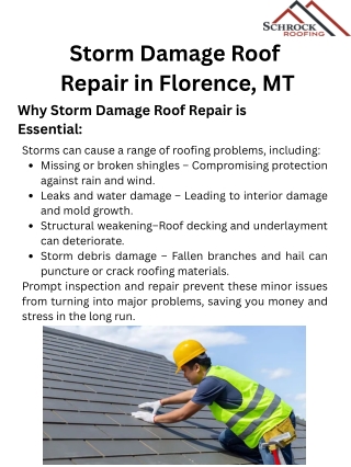 Storm Damage Roof Repair in Florence Mt