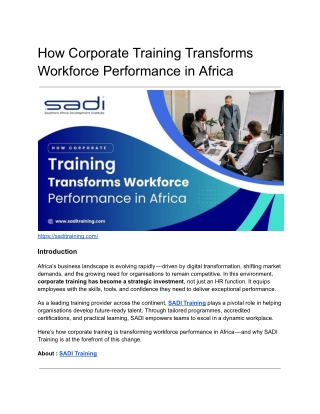 How Corporate Training Transforms Workforce Performance in Africa