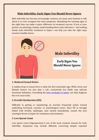 Male Infertility Early Signs You Should Never Ignore