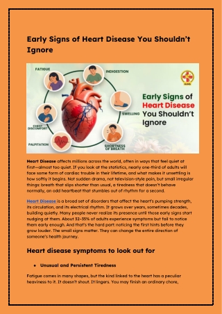 Early Signs of Heart Disease You Shouldn’t Ignore